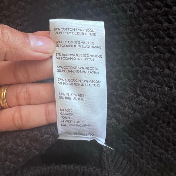 FREE PEOPLE Beach Crochet Knit Crop Tops Long Sleeve Black Women's Size L - Picture 4 of 7